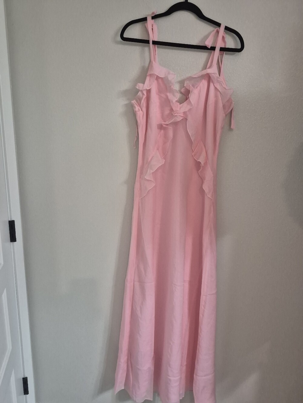 Steve Madden Pink Ruffle V-Neck Slip Gown